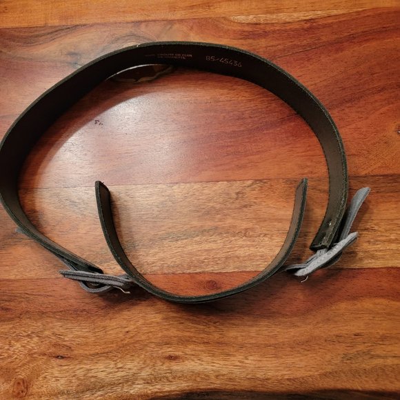 Leather and suede vintage belt, from Paris - hazy Grey / Blue colours - Picture 5 of 9